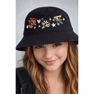 Power Puff Girls Embroidered Bucket Hat – Black